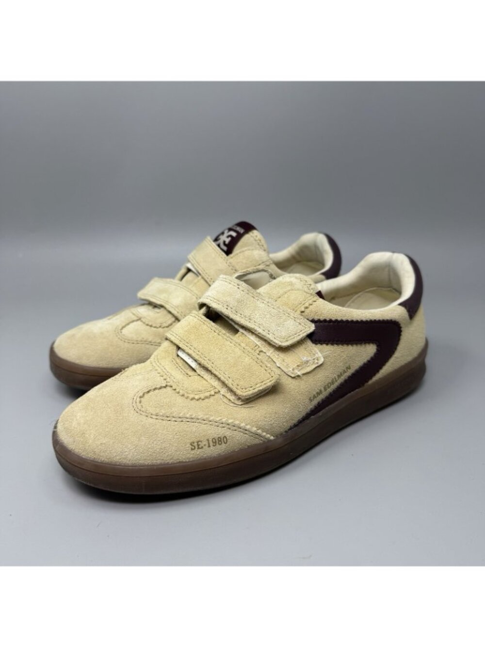 Sam Edelman Talia Womens Sneakers Size 6.5 Ivory Leather Suede Hook& Loop  Strap - Picture 3 of 7